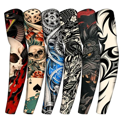 Vista 24 de Yariew, 6 Mangas de Tatúes Temporales, Conjunto de 6 Mangas de Tatúes de Arte Temporal, Falso, Despegable, Color 1, 1 Manga de tatuaje para mujer