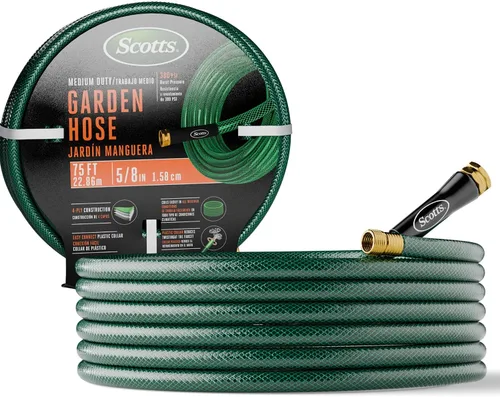 Vista 9 de Scotts Manguera de jardín de servicio mediano de 50 pies – 5/8 pulgadas de diámetro, construcción de 4 capas, 300 PSI, manguera de agua de alta