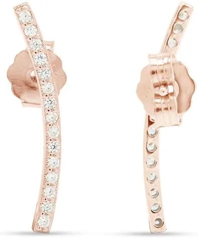 Vista 3 de Aretes de plata de ley con plumas delicadas, Starburst, relámpago, clavo, barra curvada, disco, piña con push-backs, Circonia cúbica