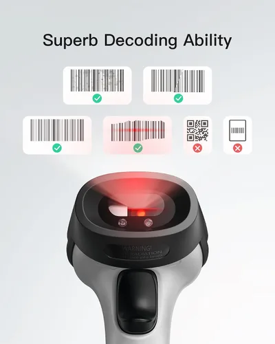 Vista 2 de Inateck - Escáner de código de barras Bluetooth, 1 carga para 180 días de espera, alcance de 35 m, escaneo automático rápido y preciso, BCST-70