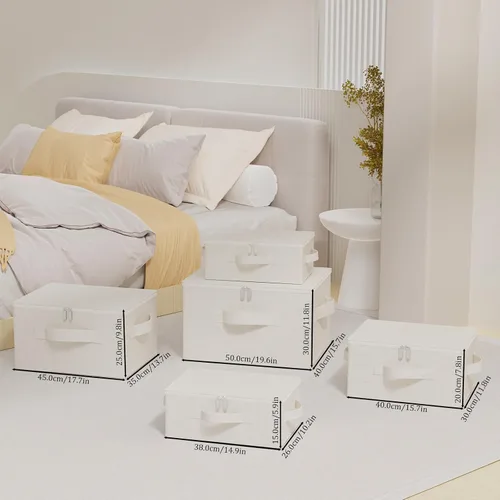 Vista 4 de Caja de almacenamiento debajo de la cama con tapa, organizadores de ropa plegables, cestas de organización para el hogar para ropa, zapatos, mantas