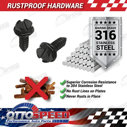Vista 5 de Kit de tornillos para placa de matrícula - Negro, sujetadores de estilo OEM con retenedores de tornillo de nailon para montar placas de matrícula