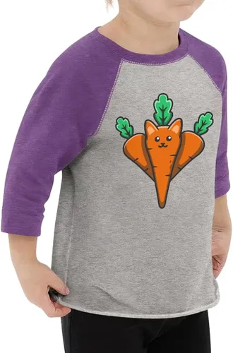 Vista 2 de Carrot Cat - Camiseta de béisbol para niños pequeños, diseño gráfico, manga 34, bonita camiseta de béisbol para niños