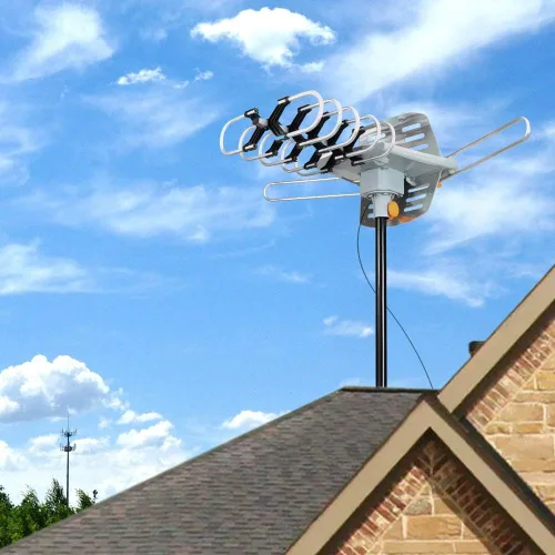 Vista 5 de [2019 versión exterior amplificado Digital HDTV Antena – 150 Mile Range – motorizado 360° rotación