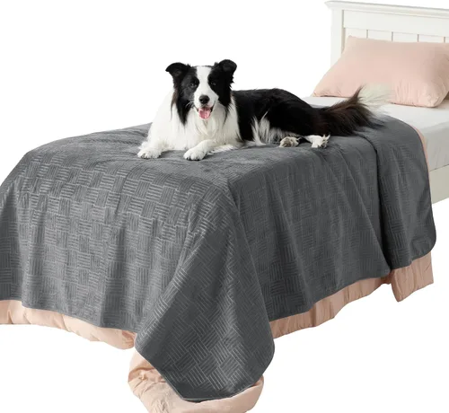 Vista 2 de Bedsure Funda de cama impermeable lavable para perros, manta impermeable para sofá y cama individual, protector ligero de muebles para mascotas