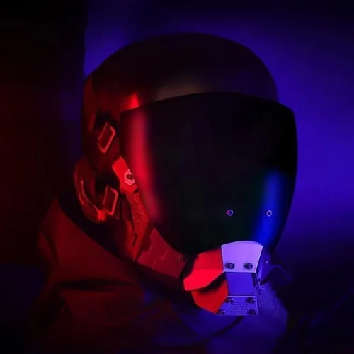 Vista 7 de Juego de máscara de casco punk de mitad/máscara de cara completa/máscara tecnológica/máscara mecánica/máscara de Airsoft, máscaras de cuernos