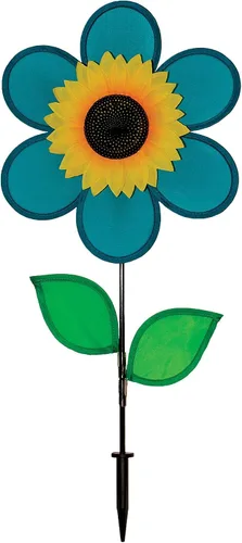 Vista 11 de Molinete con hojas de girasol púrpura "En la Briza" de 19 pulgadas. Incluye estaca para el suelo. Colorida flor para tu patio y jardín, 12", Rojo