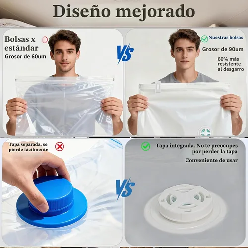 Vista 8 de Bolsas de sellado al vacío para ropa de viaje, bolsas de almacenamiento al vacío ahorradoras de espacio con bomba de aire, embalaje de compresión
