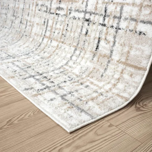 Vista 8 de Abani Alfombra gris para sala de estar, dormitorio, patrón de rayado, 2 x 3 pies, duradera y fácil de limpiar