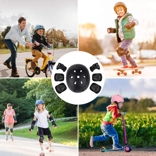 Vista 8 de WayEee Juego de casco de bicicleta para niños, rodilleras, equipo de protección ajustable, 3-14 años