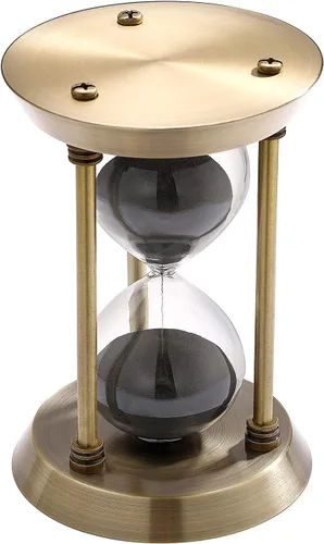 Vista 8 de SuLiao Reloj de arena con temporizador de arena de 1 minuto, reloj de arena de latón pequeño de 1 minuto, reloj retro de arena negra, reloj vintage