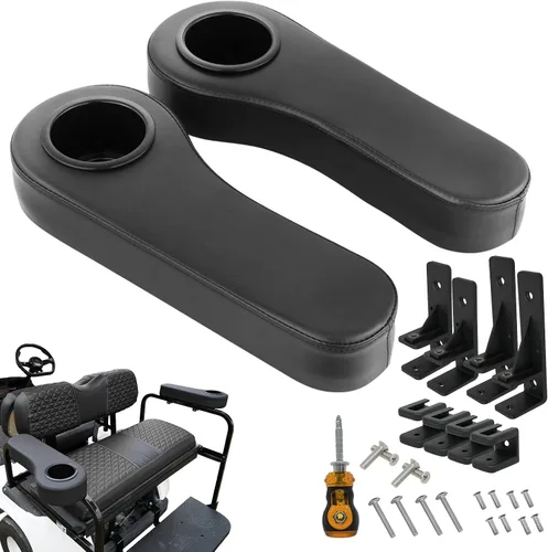 Vista 9 de XUANYUDG0769 Reposabrazos de carrito de golf con portavasos para EZGO TXT Club Car DS Precedent y Yamaha Kit de asiento trasero, marco de soporte