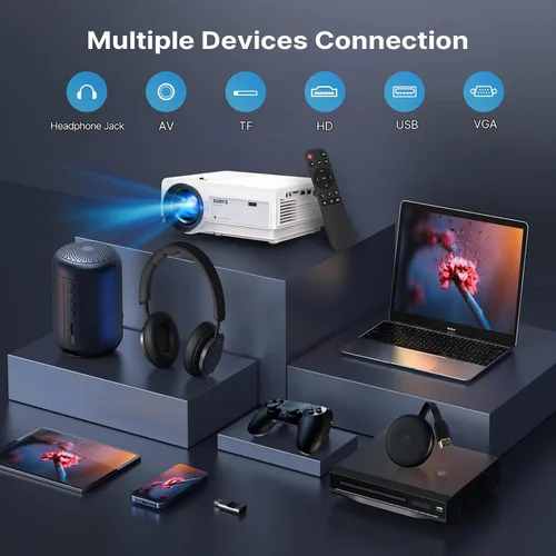 Vista 7 de Proyector WiFi 5G con sistema operativo Android, proyector nativo 1080P HD de 12000L, proyector de teléfono para iOS y Android, compatible con bolsa