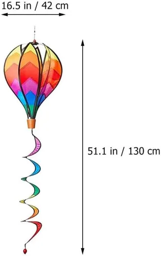 Vista 6 de 2 piezas de globos de decoración Windsock globo de aire caliente globo de aire caliente molino de viento adornos decoraciones de patio hilanderos