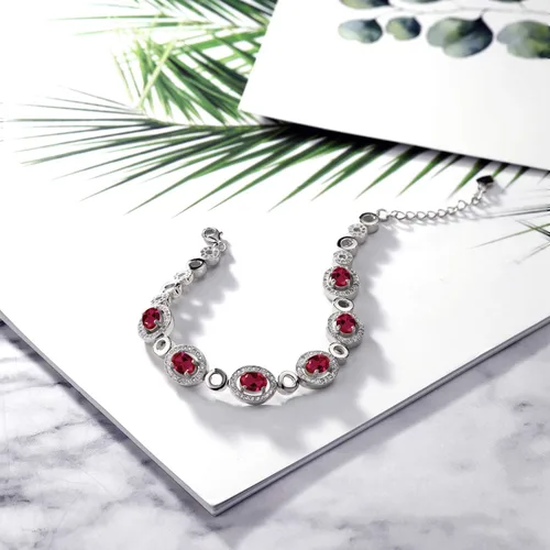 Vista 5 de Gem Stone King Oval Gemstone Birthstone Tennis Bracelet For Women 925 Sterling Silver Oval 7X5MM 7 Inch with 1 Inch Extender Fine Jewelry Gifts
