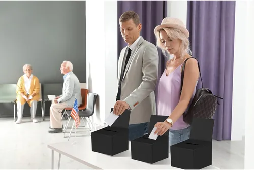 Vista 5 de Paquete de 6 cajas de sugerencias para rifas con ranura, cajas de cartón de 6.5 x 4.5 x 4.5 pulgadas con ranura para boletos y cabecera extraíble