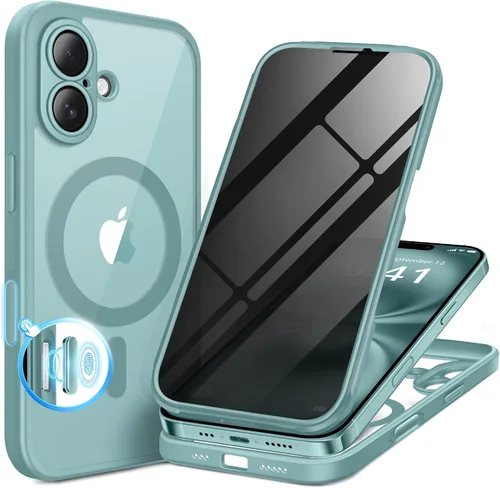 Vista 14 de BERFY Funda para iPhone 12 Pro Max, compatible con MagSafe, protector de pantalla de privacidad integrado y protección de cámara, antiespía