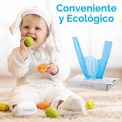 Vista 5 de 1600 bolsas de pañales desechables para bebés, sacos de pañales perfumados Azul