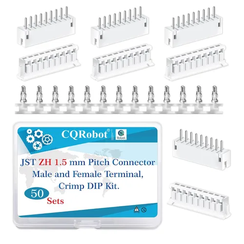 Vista 127 de CQRobot JST EL 4.5 mm de paso 2 pines conector electrónico IC macho, enchufes hembra carcasa y kit de terminales de crimpado en T macho/hembra. 50