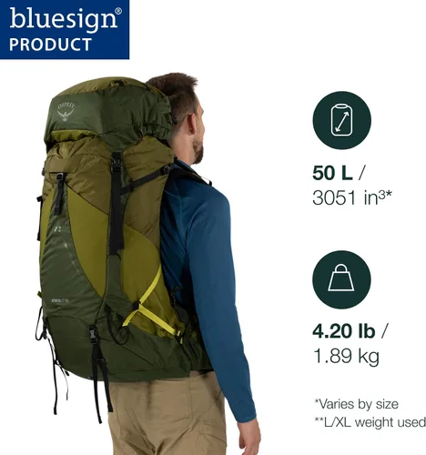 Vista 2 de Osprey Atmos AG LT 50L Mochila para hombre, color negro, S/M