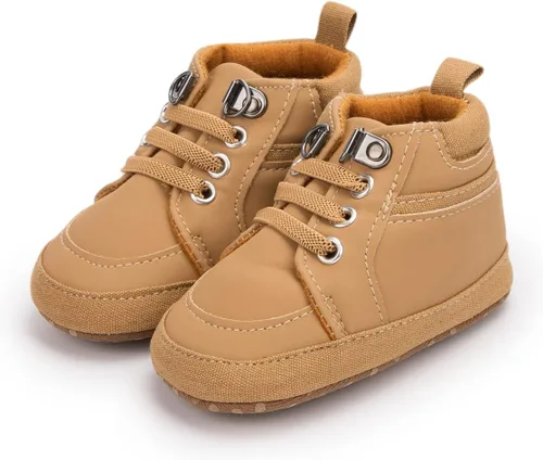 Vista 5 de Zapatos para bebés y niñas, tenis de tobillo alto, antideslizantes, suela suave, para niños pequeños, recién nacidos, primeros pasos, zapatos de cuna