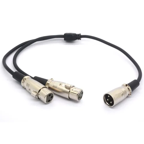 Vista 4 de XLR Cable Y Splitter Adaptador XLR hembra a doble XLR macho Y cables de extensión para audio de micrófono 50CM (1 macho a 2 hembra)