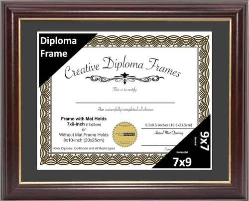 Vista 57 de Creative Picture Frames Marco para Diploma de Caoba con Borde Dorado de 12x16 pulgadas con Vidrio y Paspartú Negro y Colgadores de Pared Instalados