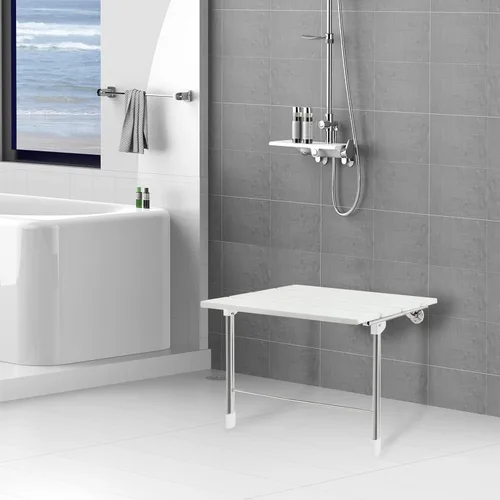 Vista 2 de Asiento de ducha plegable con montaje en pared - Plegable hacia arriba y hacia abajo, banco para personas con discapacidad para personas mayores