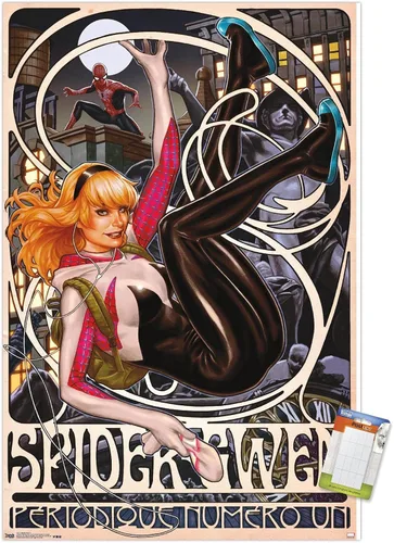 Vista 11 de Trends International Marvel Comics - Póster de pared de Spider-Gwen - Cover #1, 14.725 x 22.375 pulgadas, versión enmarcada de madera de granero