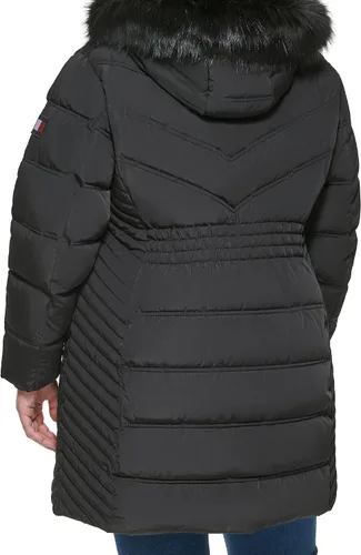 Vista 3 de Tommy Hilfiger Chaqueta acolchada larga con capucha para mujer de talla grande