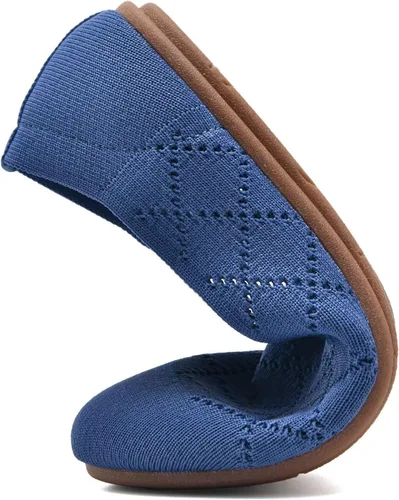 Vista 6 de Puxowe Zapatos planos de ballet para mujer, zapatos de vestir de punto con punta redonda, ligeros, cómodos, de cuña baja, sin cordones, zapatos