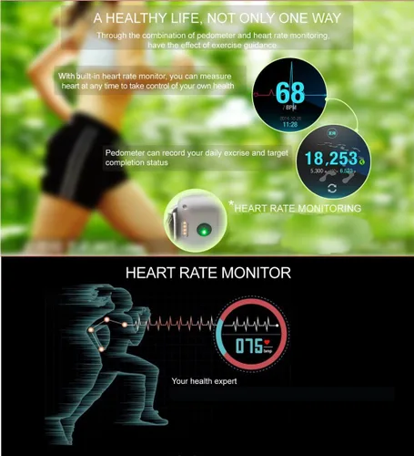Vista 4 de Bean Information Technology Beantech Gold Emerge Smartwatch para iOS y Android con aplicaciones de fitness, música y mensajería y cámara con correa