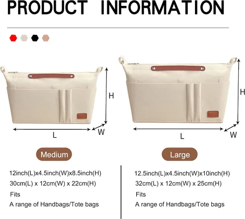 Vista 6 de Soyizom Organizador de bolso, organizador de bolsa de inserción para bolsos, organizador de fieltro con cremallera y bolsa de llavero en la bolsa