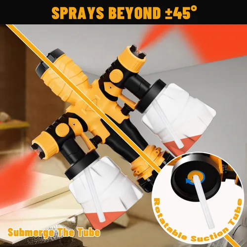 Vista 6 de Pulverizador de pintura para batería Dewalt de 20 V, pistola de pintura eléctrica HVLP de 300 W con boquillas de 4 tamaños y 3 patrones