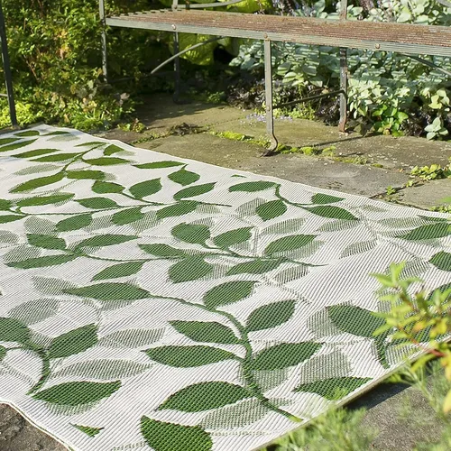 Vista 30 de Fab Habitat - Alfombra de exterior azteca, impermeable, resistente a la decoloración, sin arrugas, plástico reciclado de primera calidad, a rayas