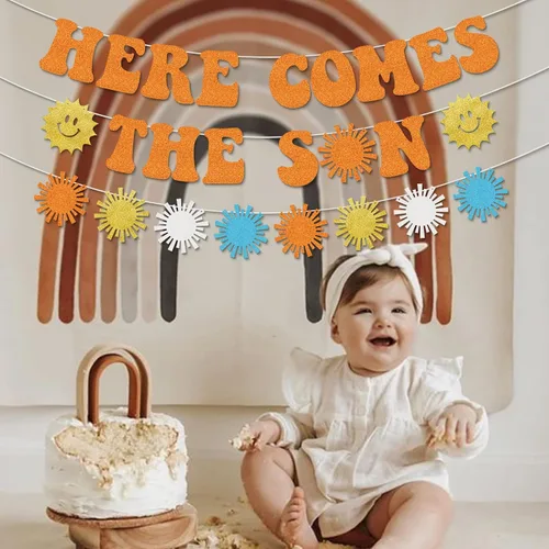 Vista 3 de Here Comes The Son - Decoraciones para baby shower, decoraciones retro para baby shower, decoraciones de fiesta de baby shower, estilo bohemio
