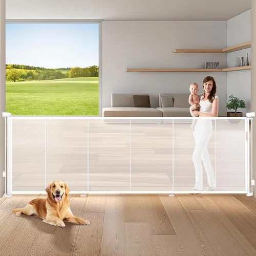 Vista 11 de Puertas retráctiles para bebés de 24 pulgadas de alto para pasar por encima, puertas cortas para perros, puerta para mascotas para cachorros