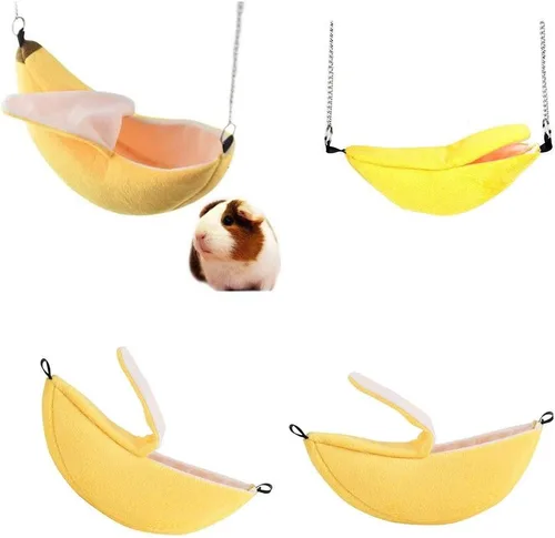 Vista 3 de ISMARTEN Casa de cama de plátano, hamaca para animales pequeños, casa de cama cálida, nido de jaula para planeador de azúcar, hámster, pájaro