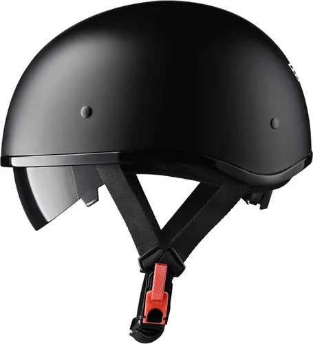 Vista 9 de AHR Half Helmet with Sun Visor, Quick Release Buckle Half Face Warrior Motorcycle Helmet for Bike Chopper Cruiser DOT Approved, Run-D