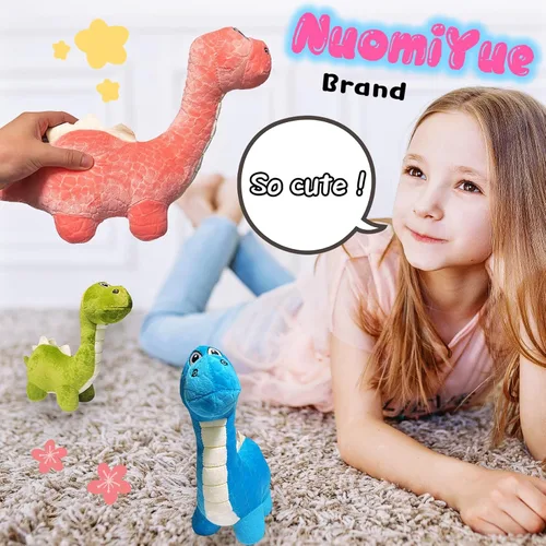 Vista 6 de Juguetes de peluche de braquiosaurio azul de 12 pulgadas para niños y bebés, lindos animales de peluche de dinosaurio para niños y niñas, peluches