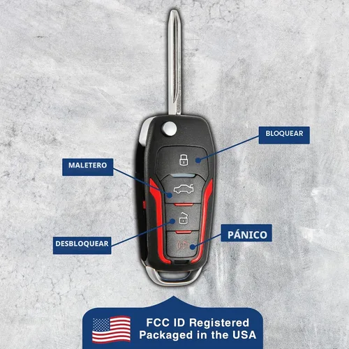 Vista 7 de KeylessOption Llavero de repuesto para 2000 2001 2002 2003 2004 2005 2006 2007 2008 2009 2010 2011 2012 2013 2014 2015 2016 2017 2018 2019 Ford