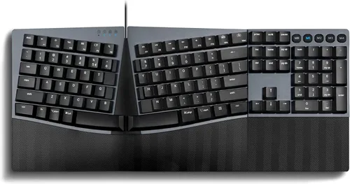 Vista 9 de Perixx PERIBOARD-535RD - Teclado mecánico dividido ergonómico con cable, interruptores lineales rojos de perfil bajo, función programable con teclas