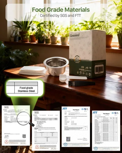 Vista 5 de Grasseed Cápsula Vertuo recargable, kit de cápsulas Vertuo de acero inoxidable reutilizable con 40 tapas de aluminio, cuchara, cepillo, preparación