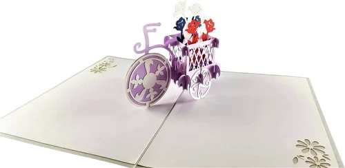 Vista 7 de iGifts And Cards Soporte patriótico para plantas de bicicleta, tarjeta de felicitación desplegable 3D, rojo, blanco, azul, flores, Wow, media