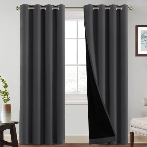 Vista 31 de PrinceDeco Cortinas 100% opacas de 54 pulgadas de largo, completamente opacas, tratamiento de ventanas, cortinas forradas con aislamiento térmico