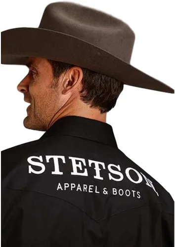 Vista 2 de Stetson Men's Solid White Logo Long Sleeve Snap Western Shirt