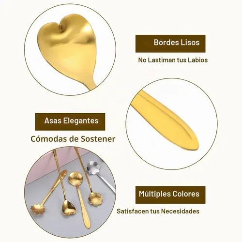 Vista 3 de uxcell 4 cucharas de flores de acero inoxidable con forma de corazón de 5 pulgadas, cuchara de café pequeña cucharadita de postre para pastel