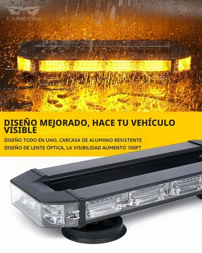 Vista 2 de LUMENIX - Barra de luz estroboscópica de emergencia LED ámbar blanca con controlador