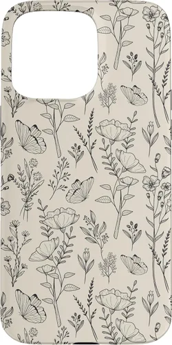 Vista 31 de Black & Cream Butterfly Meadow Botanical Wildflower Pattern Case for iPhone 17