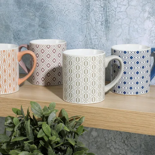 Vista 3 de Mr. Coffee Bliss - Juego de Tazas de Gres con Diseño Surtido de 4 Unidades (1 Paquete) de 20 Onzas